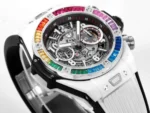 Hublot Big Bang Unico Rainbow Ceramic Watch – White with Multicolor Bezel, Automatic Chronograph, 45mm - Image 4