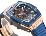 HUBLOT Spirit of Big Bang King Gold Blue Skeleton Dial Limited Edition Watch with Rubber Strap - Image 4
