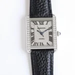 Cartier Tank MK3 Automatic Watch Black Leather