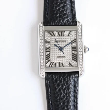 Cartier Tank MK3 Automatic Watch Black Leather