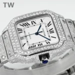 Cartier Santos Full Diamond Silver Watch (2) - Image 4