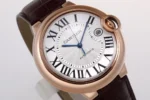 Cartier Ballon Bleu 42mm Rose Gold Brown Leather - Image 4