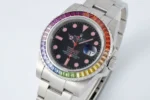 Rolex Submariner Rainbow Bezel Watch – Black Dial with Pink Markers, 40mm Stainless Steel Case - Image 4