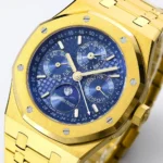 Audemars Piguet Royal Oak Perpetual Calendar Blue Dial Yellow Gold Watch - Image 4