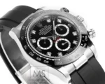 Rolex Daytona 4130 Black Dial Rubber Strap Men’s Chronograph Watch - Image 4