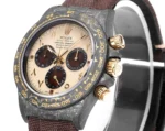 Rolex Daytona Carbon Fiber Custom Edition Watch – Black with Brown Strap - Image 4