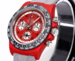 Rolex Daytona Carbon Fiber Night Glow Case Watch – Red Dial, Grey Strap - Image 4