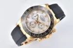 Rolex Daytona Clean Factory 116518 Gold Engraved Natural Cloud Mother-of-Pearl Dial Daytona Watch with Black Rubber Strap - Image 4