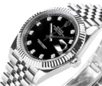 Rolex Datejust 41mm Watch – Silver with Black Dial and Diamond Markers - Image 5