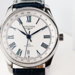 Longines Master GMT Watch Blue Leather Strap - Image 5