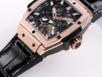 Hublot Masterpiece 906 Rose Gold/Platinum Plated Skeleton Tourbillon Watch with Black Leather Strap - Image 8