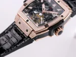 Hublot Masterpiece 906 Tourbillon Watch – Rose Gold/Platinum, Black Leather Strap, Skeleton Dial - Image 9