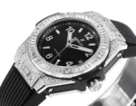HUBLOT Big Bang One-Click 39mm Stainless Steel White Pave Watch with Black Strap - Image 5