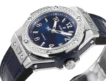 HUBLOT Big Bang One-Click 39mm Stainless Steel White Diamond-Set Watch with Blue Leather Strap - Image 5