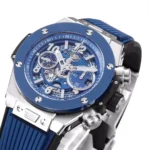Hublot Big Bang Watch – Blue Chronograph with Skeleton Dial, Automatic Movement, Titanium Case - Image 5