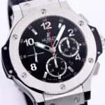 Hublot Big Bang 44mm Black Dial Chronograph Watch with Rubber Strap – Silver Case - Image 5