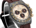 Rolex Daytona Carbon Fiber Custom Edition Watch – Black with Brown Strap - Image 5