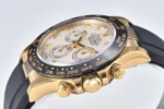 Rolex Daytona Clean Factory 116518 Gold Engraved Natural Cloud Mother-of-Pearl Dial Daytona Watch with Black Rubber Strap - Image 5