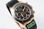 Rolex Daytona Rose Gold Black Dial Rubber Strap Watch - Image 5