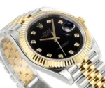 Rolex Datejust 41mm Watch – Two-Tone Steel and Gold with Black Diamond Dial - Image 6