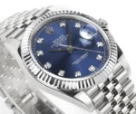 Rolex Datejust 41mm Watch – Silver with Blue Dial and Diamond Markers - Image 6