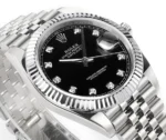 Rolex Datejust 41mm Watch – Silver with Black Dial and Diamond Markers - Image 6