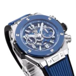 Hublot Big Bang Watch – Blue Chronograph with Skeleton Dial, Automatic Movement, Titanium Case - Image 6