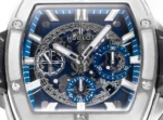 HUBLOT Spirit of Big Bang Limited Edition Watch – Titanium & Resin, Blue Rubber Strap, Racing Inspired Design - Image 6
