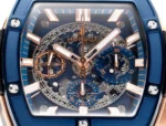 HUBLOT Spirit of Big Bang King Gold Blue Skeleton Dial Limited Edition Watch with Rubber Strap - Image 6