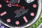 Rolex Submariner Rainbow Bezel Watch – Black Dial with Pink Markers, 40mm Stainless Steel Case - Image 6