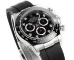 Rolex Daytona 4130 Black Dial Rubber Strap Men’s Chronograph Watch - Image 6