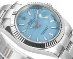 Rolex Datejust with 3235 Movement – Silver Stainless Steel, Ice Blue Dial, Fluted Bezel - Image 6