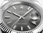 Rolex Datejust 41mm Watch – Silver Fluted Bezel, Grey Dial, Stainless Steel Bracelet - Image 7