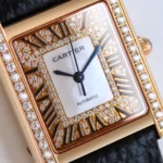 Cartier Tank MK3 Automatic Watch Rose Gold Black Leather - Image 10
