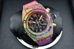 Hublot Big Bang Rainbow 44mm Chronograph Watch with Pink Rubber Strap - Image 8