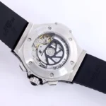 Hublot Big Bang 44mm Black Dial Chronograph Watch with Rubber Strap – Silver Case - Image 8