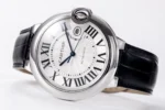 Cartier Ballon Bleu 42mm Silver Black Leather - Image 6