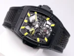 Hublot Masterpiece 906 Black & Yellow Skeleton Tourbillon Watch with Leather Strap - Image 9