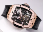 Hublot Masterpiece 906 Rose Gold/Platinum Plated Skeleton Tourbillon Watch with Black Leather Strap - Image 5