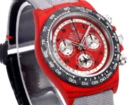 Rolex Daytona Carbon Fiber Night Glow Case Watch – Red Dial, Grey Strap - Image 9