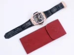 Hublot Masterpiece 906 Rose Gold/Platinum Plated Skeleton Tourbillon Watch with Black Leather Strap - Image 4