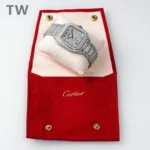 Cartier Santos Full Diamond Bezel Silver Watch - Image 10